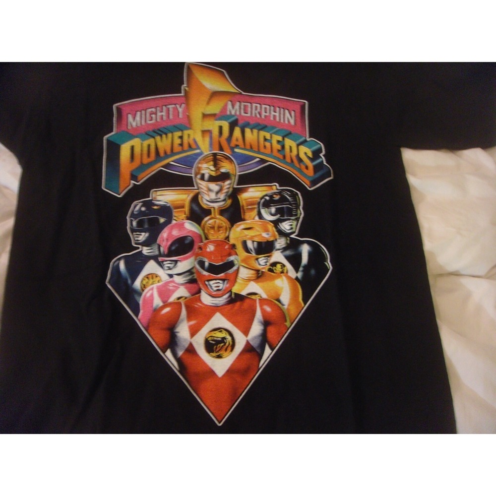 Mighty Morphin Power Rangers Mens S black t-shirt We love fine